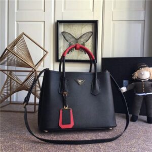 Prada Medium Double Textured-leather Tote (Varied Colors)