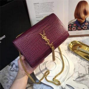 Yves Saint Laurent Medium Kate Tassel Chain Bag Crocodile Embossed Shiny Leather (Varied Colors)