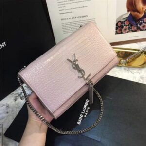 Yves Saint Laurent Medium Kate Tassel Chain Bag Crocodile Embossed Shiny Leather (Varied Colors)