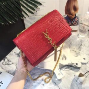 Yves Saint Laurent Medium Kate Tassel Chain Bag Crocodile Embossed Shiny Leather (Varied Colors)