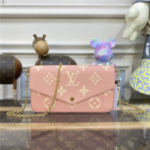 Louis Vuitton Pochette Felicie Bicolor Monogram Empreinte Leather Pink
