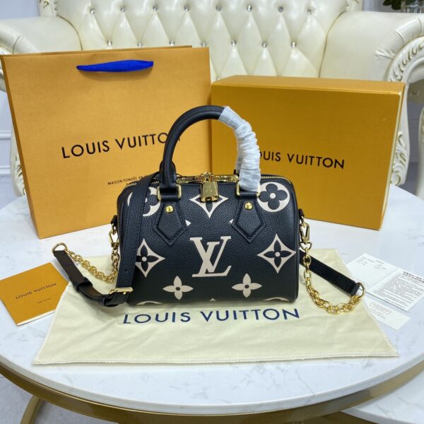Louis Vuitton Monogram Empreinte Speedy Bandouliere 20 Black/Beige