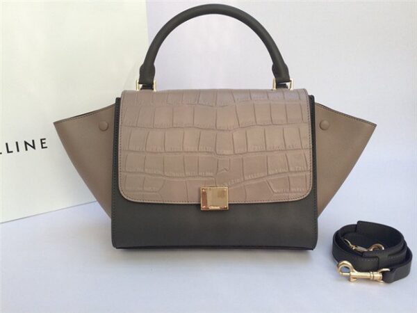 Celine Mini TRAPEZE Grey Crocodile