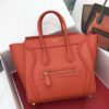 Celine Micro Luggage Tote Orange Pebbled Leather
