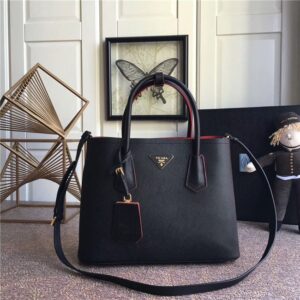 Prada Medium Double Textured-leather Tote (Varied Colors)