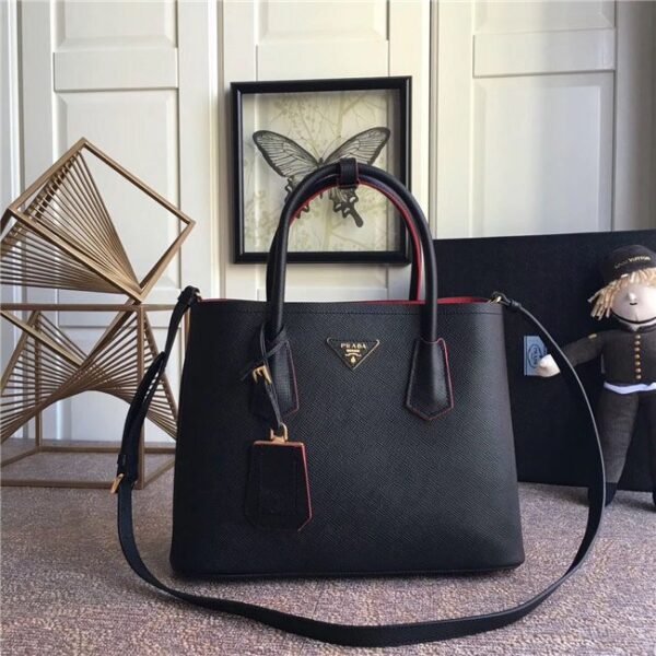 Prada Medium Double Textured-leather Tote (Varied Colors)
