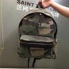 Yves Saint Laurent Classic City Backpack Khaki Cotton Gabardine Camouflage And Black Leather