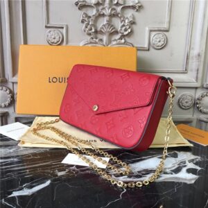 Louis Vuitton Pochette Felicie Monogram Empreinte Leather Cerise