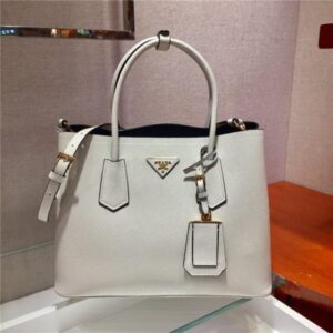 Prada Medium Double Textured-leather Tote (Varied Colors)