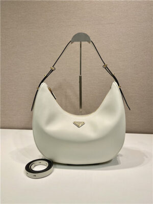 Arque Large Leather Shoulder Bag 1BC212 White