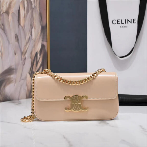 Celine Chain Shoulder Bag Triomphe 197993 Beige