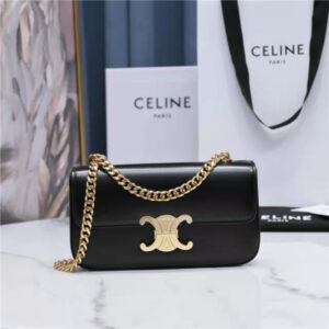 Celine Chain Shoulder Bag Triomphe 197993 Black