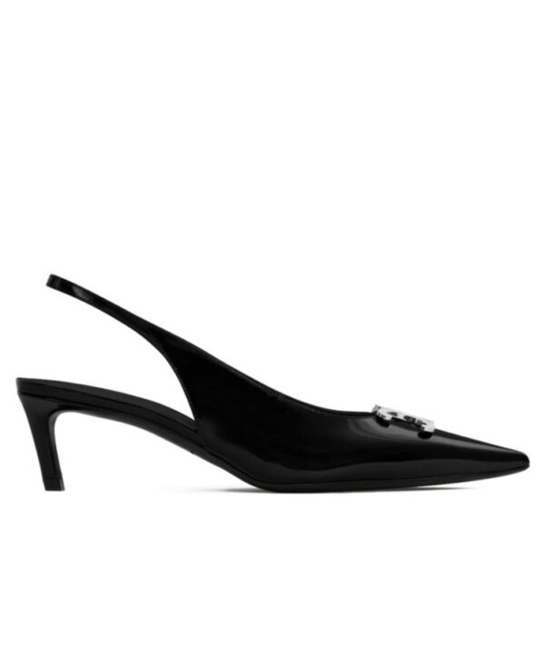 Celine Womens Alma Triomphe Slingback In Glossy Calfskin Black