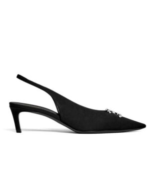 Celine Womens Alma Triomphe Slingback In Gros-Grain Black