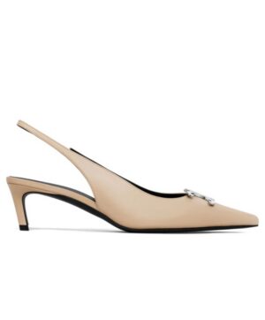 Celine Womens Alma Triomphe Slingback In Lambskin Khaki