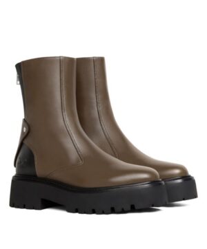 Celine Womens Bulky Boots With Back Zip And Triomphe In Calfskin