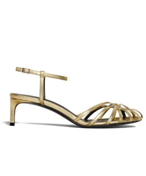 Celine Womens Triomphe Sandal In Laminated Lambskin Golden