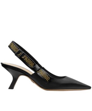 Dior Womens ja Dior high-heeled shoe Black lambskin studs Black