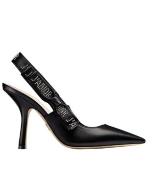 Dior Womens ja Dior high-heeled shoe Black lambskin with studs Black