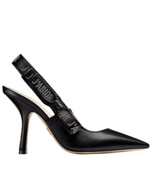 Dior Womens ja Dior high-heeled shoe Black lambskin with studs Black