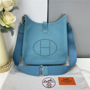 Hermes Evelyne PM Shoulder Bag 1189 Blue Clemence Original leather