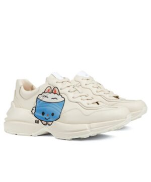 Gucci Unisex Rhyton Sneaker With Animal Print 738776 Cream