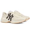 Gucci Unisex Rhyton sneaker with NY Yankees print 548638 Cream