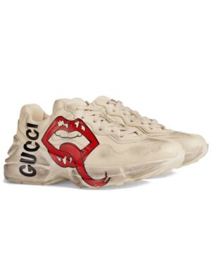 Gucci Unisex Rhyton sneaker with mouth print 552093 Cream