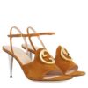 Gucci Womens Blondie Heeled Sandal 723396 Coffee