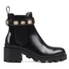 Gucci Womens Leather Ankle Boot With Belt 550036 Black