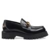 Gucci Womens Leather Lug Sole Horsebit Loafer 77236 Black