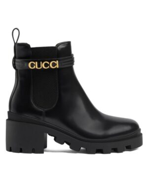 Gucci Womens Mid-Heel Boot With Logo 734909 Black