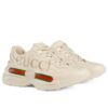 Gucci Womens Rhyton Gucci logo leather sneaker Cream
