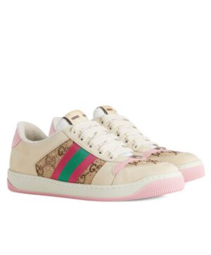 Gucci Womens Screener Sneaker With Crystals 677423 Pink