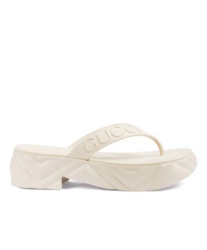 Gucci Womens Thong Platform Sandal 746334 White