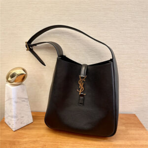 YSL LE 5 A 7 Supple Small 713938 Black Grained Leather