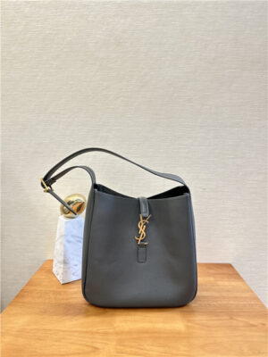 YSL LE 5 A 7 Supple Small 713938 Grey Grained Leather