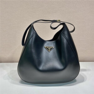 Prada Large Leather Shoulder Bag 1BC181 Black