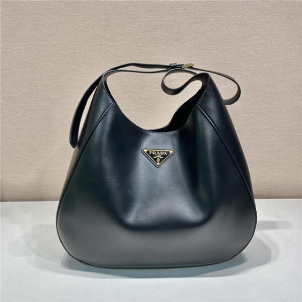 Prada Large Leather Shoulder Bag 1BC181 Black