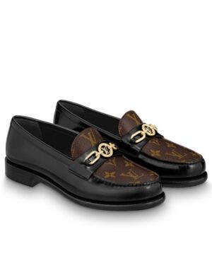 Louis Vuitton Womens Chess Flat Loafer Brown