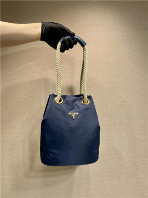 Prada Mariner Re-Nylon Small Bucket Bag 1BE082 Baltic Blue