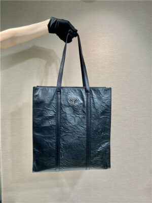 Prada Medium Antiqued Nappa Leather Tote Bag 1BG587 Black