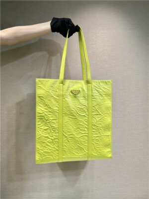 Prada Medium Antiqued Nappa Leather Tote Bag 1BG587 Yellow