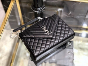 YSL Medium Envelope Chain Bag 8208 BlackSilver
