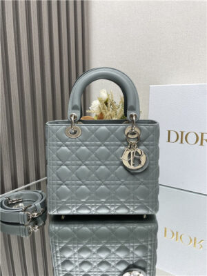 Dior Medium Lady Dior Bag M0565 Grey Lambskin