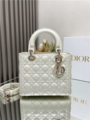 Dior Medium Lady Dior Bag M0565 White Lambskin