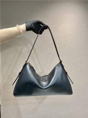 Prada Prada Aimee Large Leather Shoulder Bag 1BC228 Black