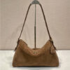Prada Prada Aimee Large Suede Shoulder Bag 1BC228 Cocoa Brown