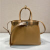 Prada Prada Buckle Large Leather Handbag With Belt 1BA416 Caramel