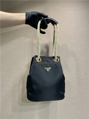 Prada Mariner Re-Nylon Small Bucket Bag 1BE082 Black
